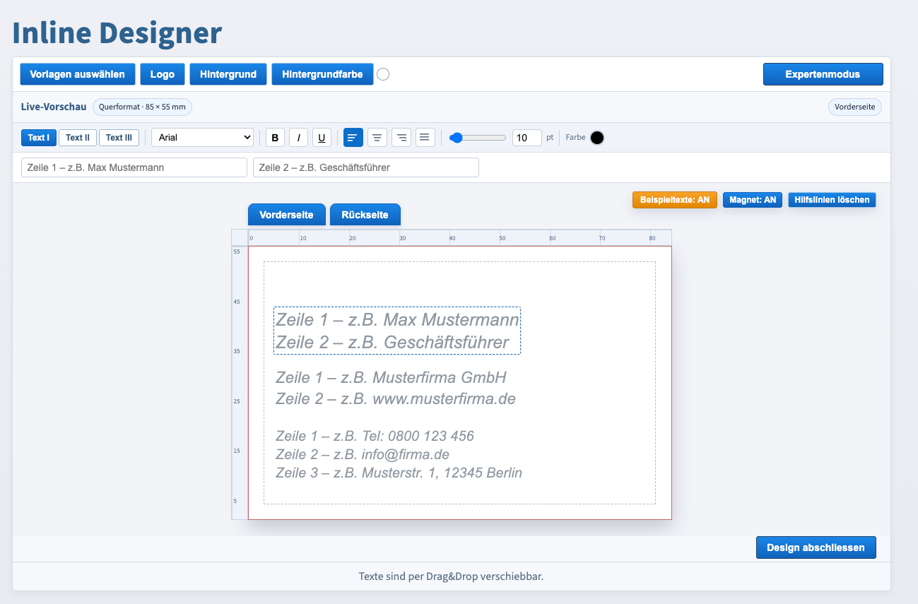 Inline Designer – designer de produits imprimés dans le navigateur avec glisser-déposer